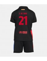 Barcelona Frenkie de Jong #21 Venkovní dres pro děti 2024-25 Krátký Rukáv (+ trenýrky)